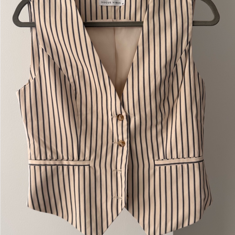 Striped Cream and Black Crop Top